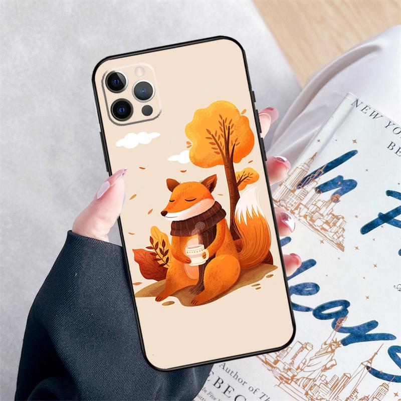 Herbstlaub Fallender Fuchs Handyhülle Für iPhone 14 15 16 Pro Max 12 13 Mini 11 Pro Max XR 15 16 Plus 16e Hülle Coque