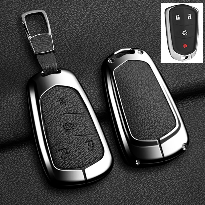 AASL1 Car Key Case Cover For Cadillac Xt5 XTS CTS SRX ATSL XT4 CT6 ATS Escalade ESV DTS ELR STS 2014-2018 Zinc Alloy Leather Keychain