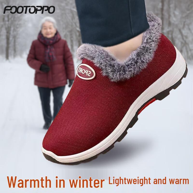 FOOTOPPO Women s Slip-On Warm Winter Shoes 37