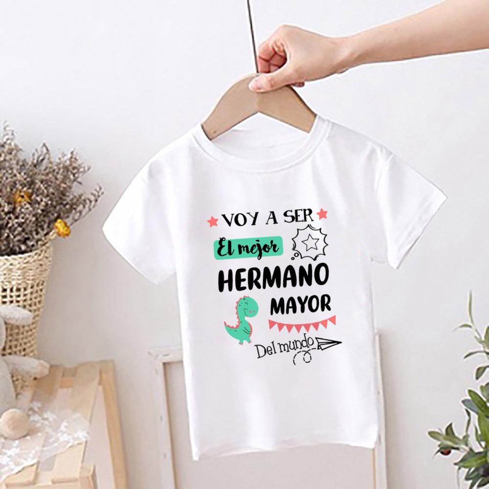 

I Will Become The Best Brother Spanish Print Kids Shirt Pregnancy Announcement Boys T-shirt Tops Big Brother Short Sleeve Tee 100