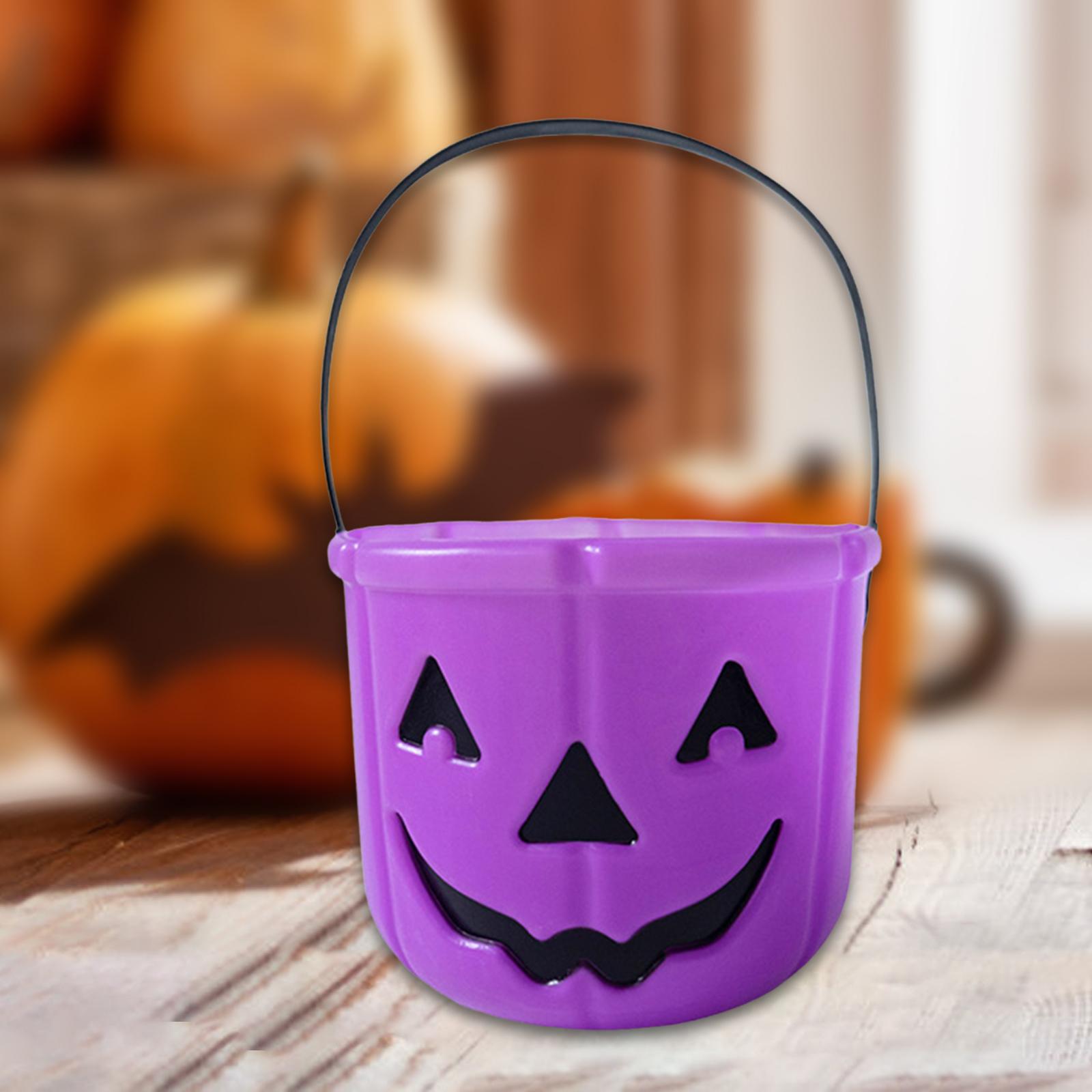 Halloween Trick or Treat Bucket Boys Girls Jack O Lantern Party Favors Candy Bucket Holder Halloween Decoration Candy Basket фиолетовый