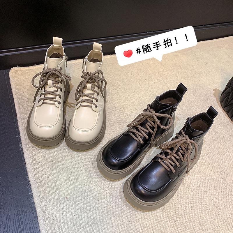 

2024 Spring/Autumn Women s Black Martin Boots - British Style Thick-Soled Short Boots 37 чорний