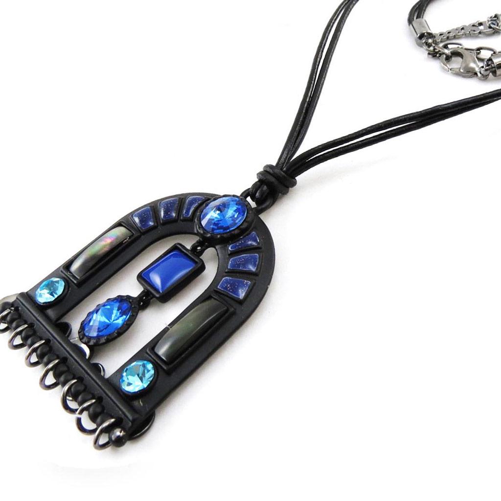Les Trésors De Lily [J2802] - Designer Necklace 'Anamaya' Blue Black