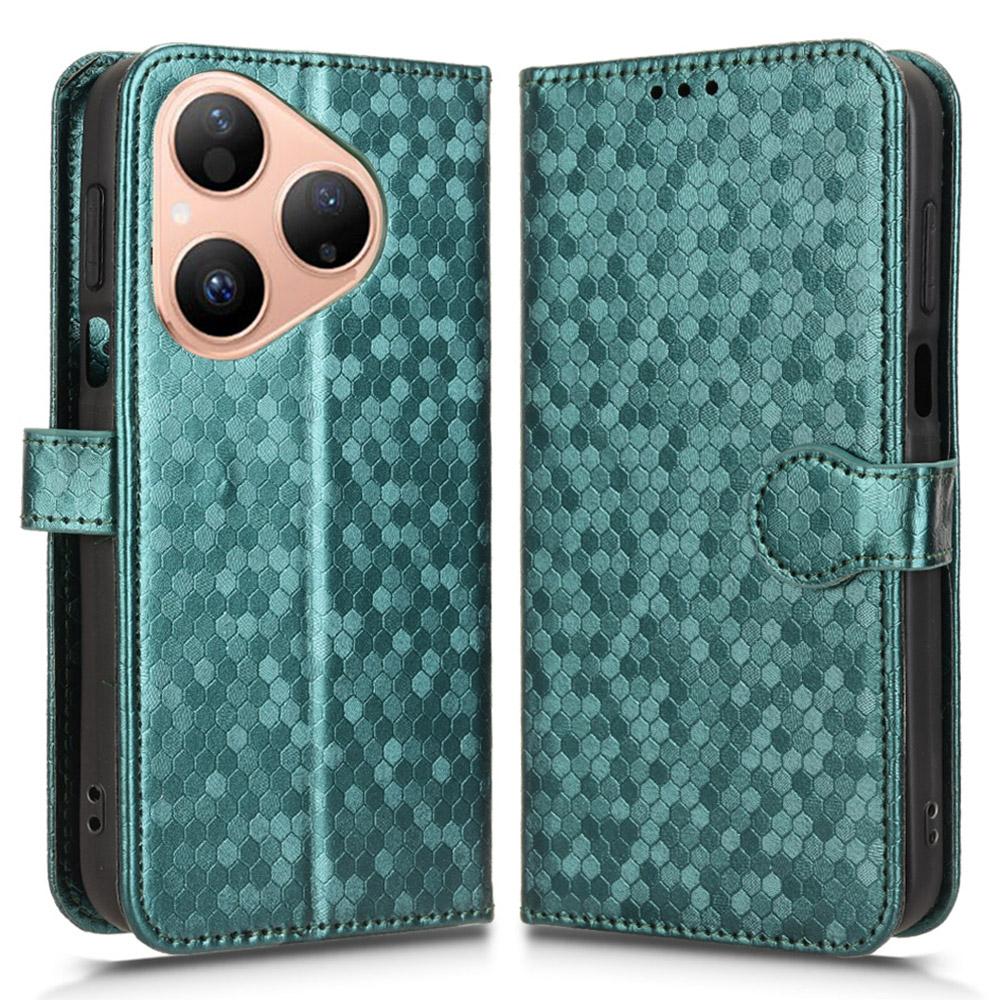 For Huawei Pura 80 Wallet Case Dot Pattern Imprint PU Leather Phone Cover with Wrist Strap