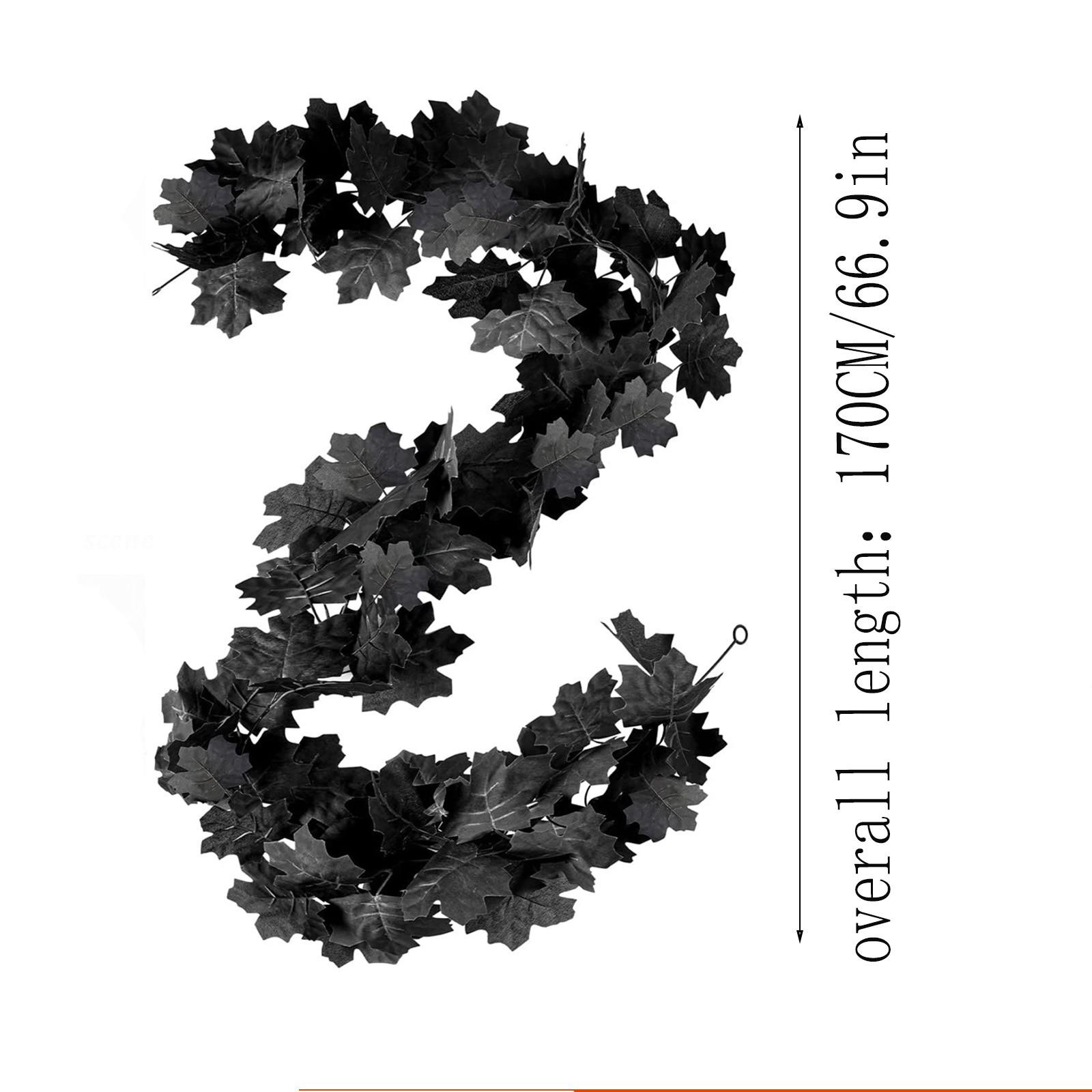 

Черная гирлянда из листьев Хэллоуин Искусственная подвесная Осенние листья Кленовые лианы Осенние цветочные гирлянды Декор на День благодарения для дома 170 см 170cm чёрный