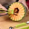 Multifunktionales Melonenkugelausstecher- und Schnitzmesserset Edelstahl Fruchtspatel Wassermelonen- und Cantaloupe-Schneider Küchenwerkzeuge