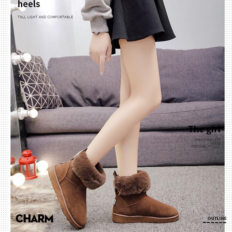 Zimní Nové Sněhule Dámské Korejské vydání Ploché dno Plyšové Ztluštěné Pár Ležérní Krátké rukávy Dámské Bavlněné Boty