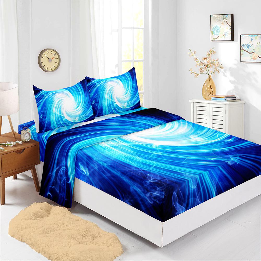Four-Piece Mattress Set 3D Texture Pattern 3D Digital Printing Kit Mattress Protective Cover