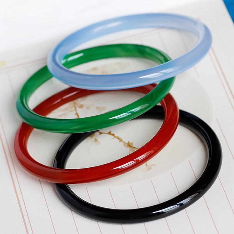 6MM Natural Icy Species Chalcedony Bracelet Fashionable Charm Agate Bangle Jade Bracelet Women's Gift