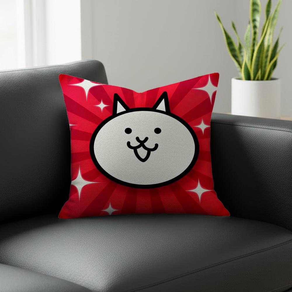 Battle Cats Cushion Cover Natural Linen Pillowcase Set, All-In-One Decor For Sofa, Bedroom & Chair