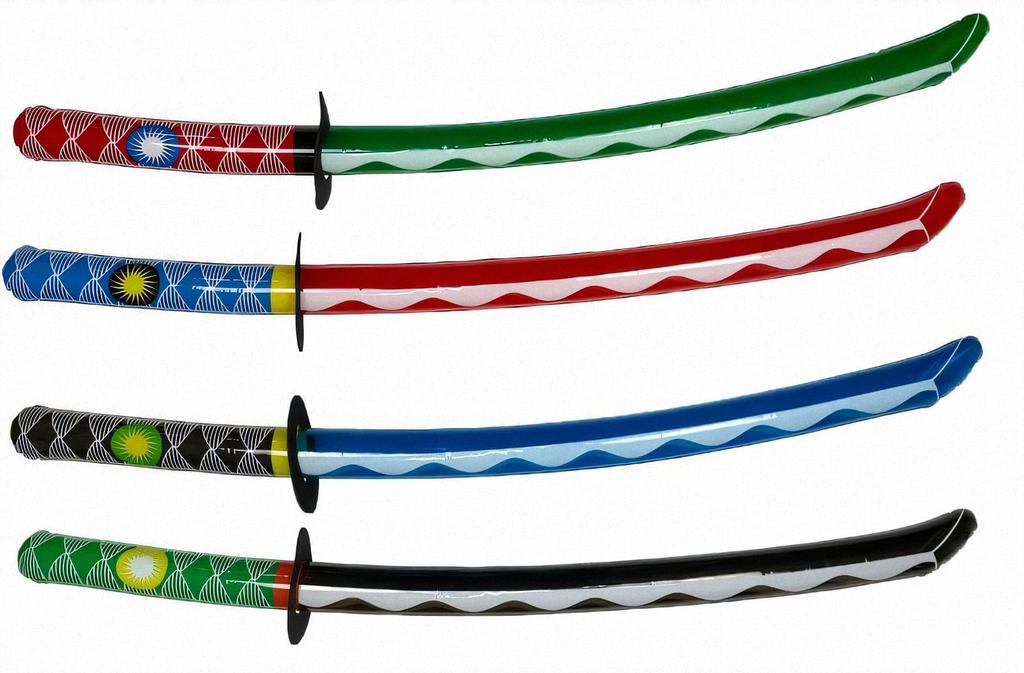Tatsuya Japanese Sword with Inflatable Vinyl 100cm Long Colors x 3 12 Pieces Toy [NEW Guard] Swords, (4 Packs), [Festival/Event/Children's