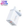 PD QC3.0 4-Port USB Type C UK Wall Charger Adapters 32W Fast Charging for IPhone Portable Travel Adapter