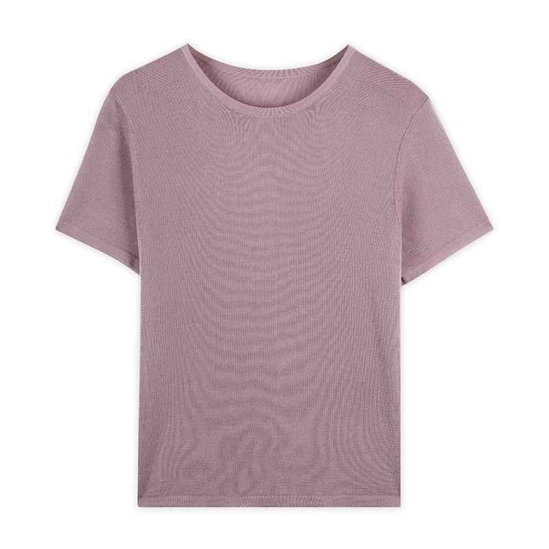 Tencel Knitted Round Neck Short-sleeved T-shirt Women's Summer New Casual and Thin Simple Loose Pullover