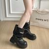 7Cm thick-soled heightening western knight boots women's 2025 autumn new small muffin soft-soled trousers medium tube short boots
