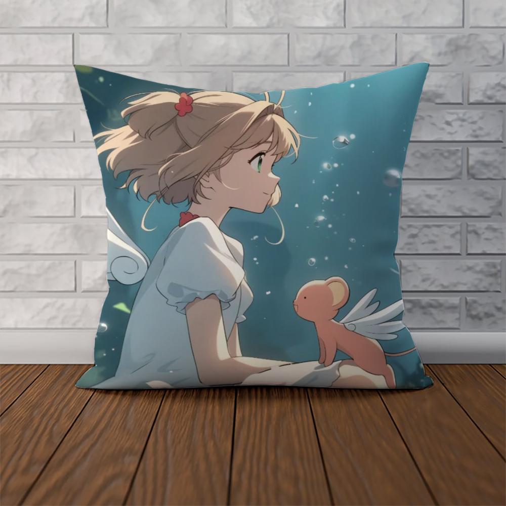 Cardcaptor Sakura Pillow Case For Car Sofa Decorative Home Doublesided Print Plush Square Throw Pillow Cushion Cover