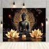 VIKAMA Luxury Dark Background Zen Buddha Scene Tapestry Stylish Wall Decor For Apartment Studio Modern Aesthetic Backdrop Decor