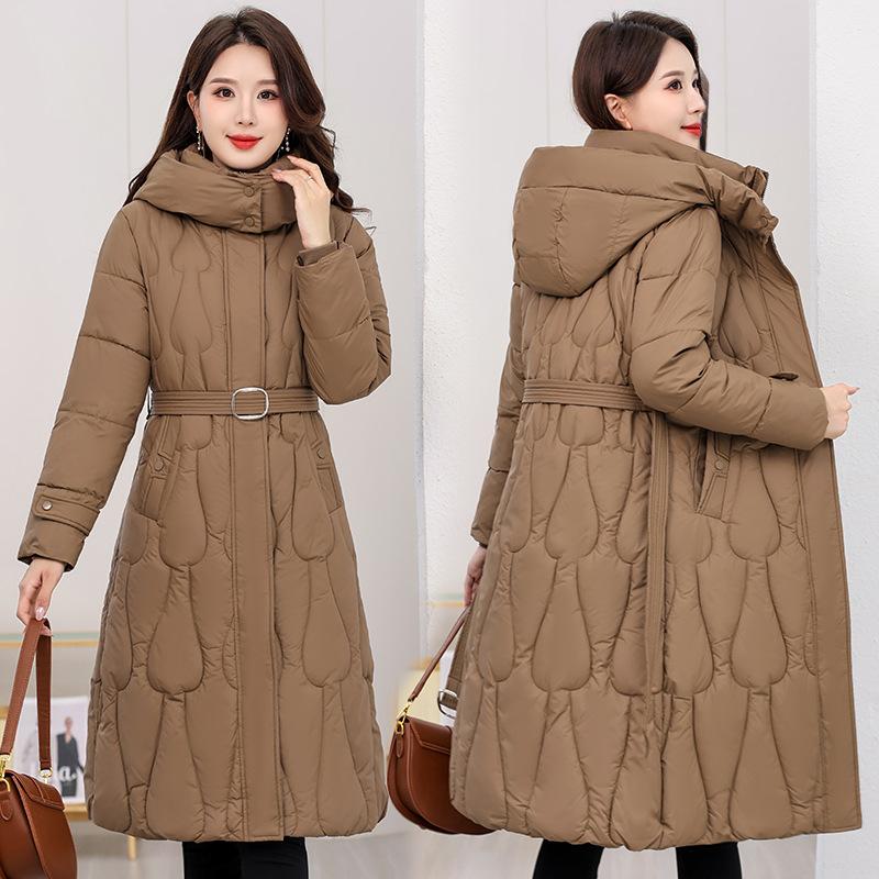 Winter New Style Figure-flattering Over Knee Medium and Long Cotton-padded Clothes 2025 Down Cotton Coat