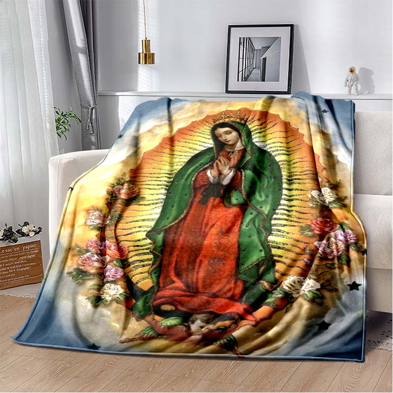 1 PC 3D printed flannel blanket (Our Lady of Guadalupe pattern) home blanket birthday gift. Customizable.