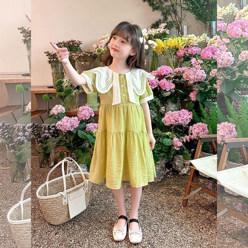 Girls Summer Short Sleeve Princess Dress Stylish Casual Outfit For Big Kids
