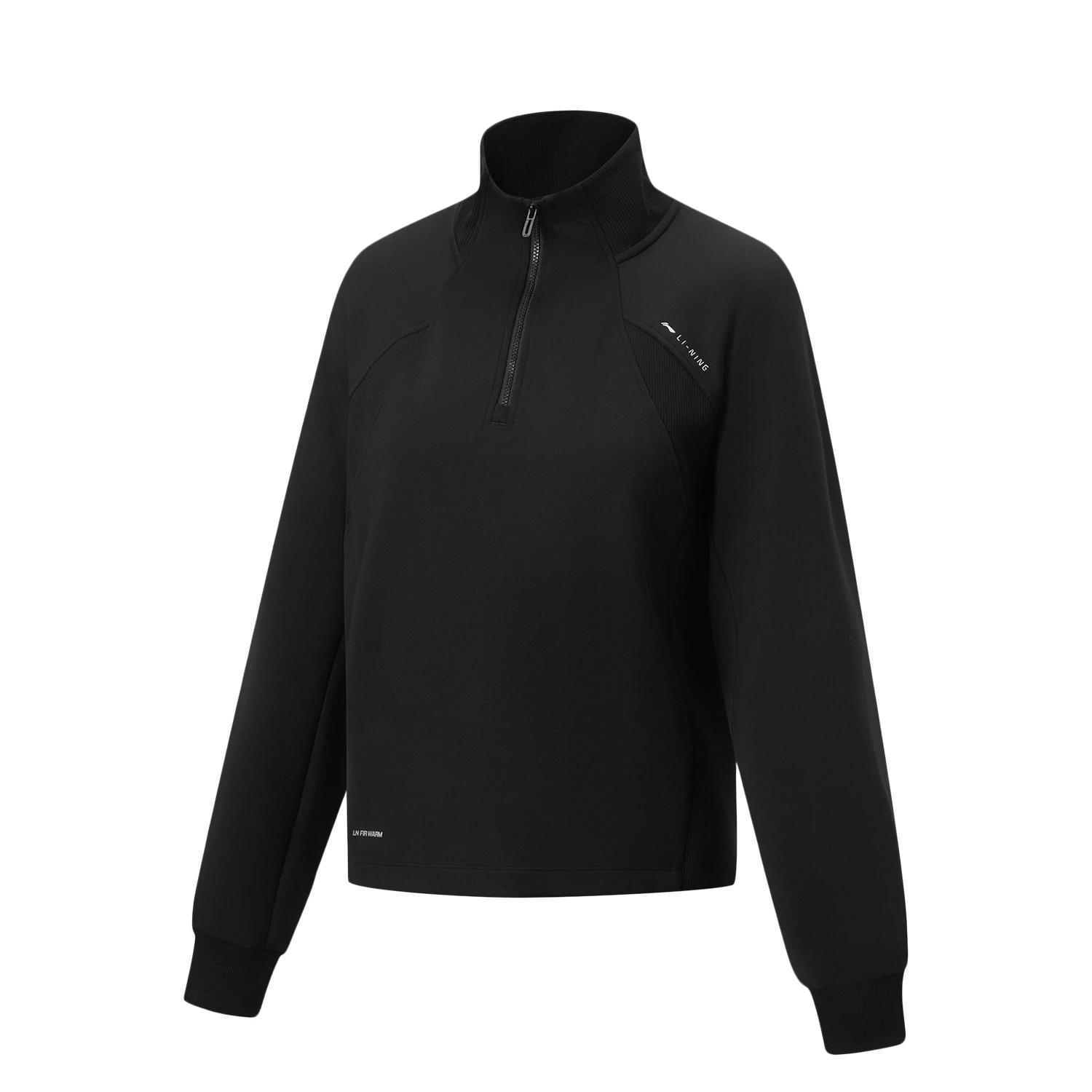 Li-Ning Fitness Series Simple Stand Collar Comfortable Versatile Loose Fashion Sweatshirt Women sweatshirt AWDW240-5 S