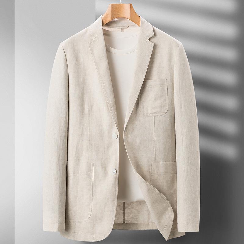 Men's Summer Linen Casual Blazer - Lightweight Suit for Young and Middle-Aged