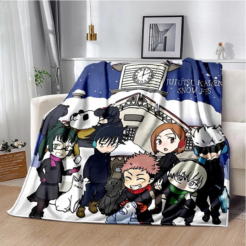 Cartoon Anime Jujutsu Kaisen Throws Blanket Kid Super Soft Blankt for Travel Couch Sofa Picnic Bed Flannel Blanket Birthday Gift