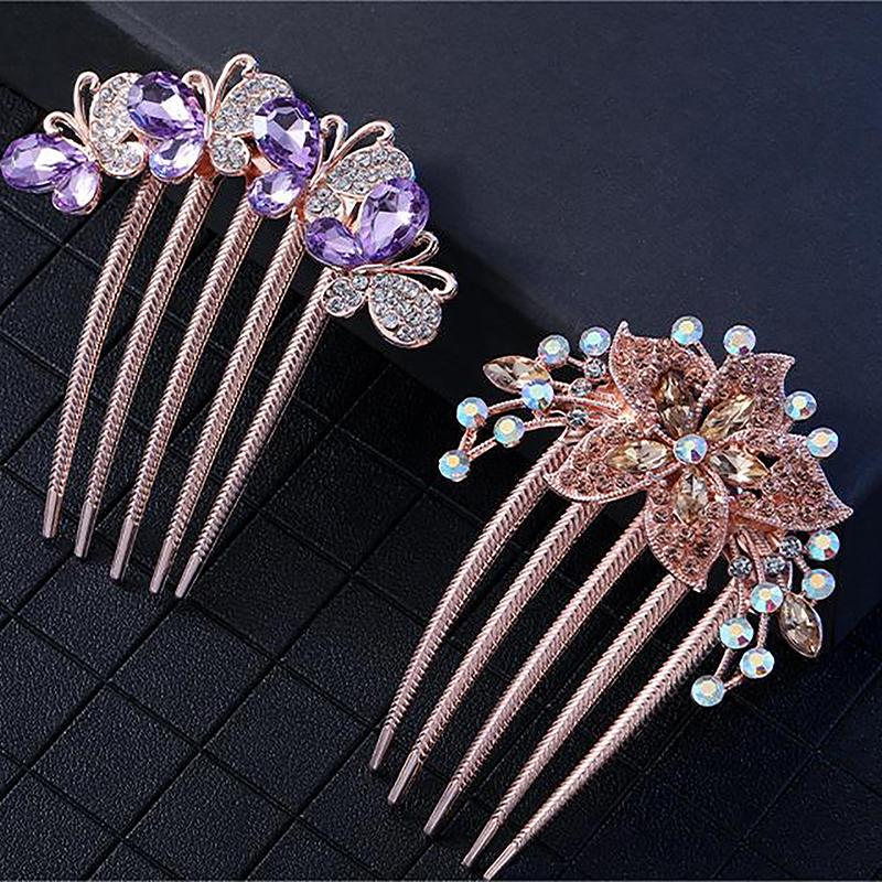 Vintage Blumen Haarspangen Koreanischer Stil Perle Haarkämme Glänzende Haarnadeln Für Frauen Haarschmuck