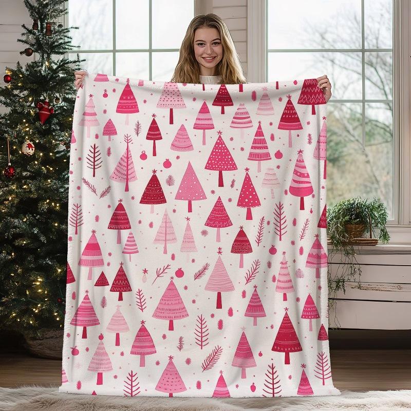 Christmas Geometric Theme Digital-printed Polyester Velvet Flannel Soft Sofa Cover Blanket Fleece Sofa Cover Blankets for Beds