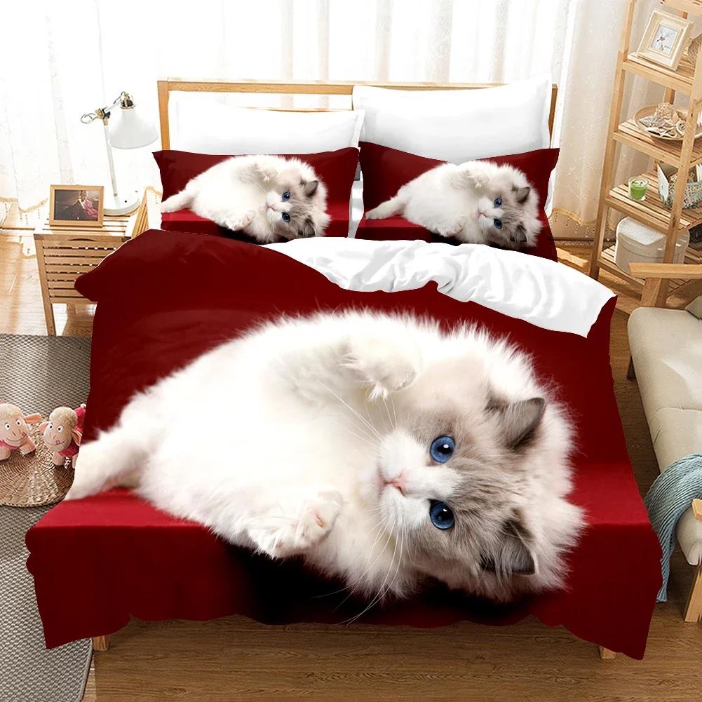 3D Cute Wolves Cat Dog Print Bedding Set Cute Duvet Quilt Cover Wild Animal Tribal Bed Cover With Pillowcases Custom Bed Linen