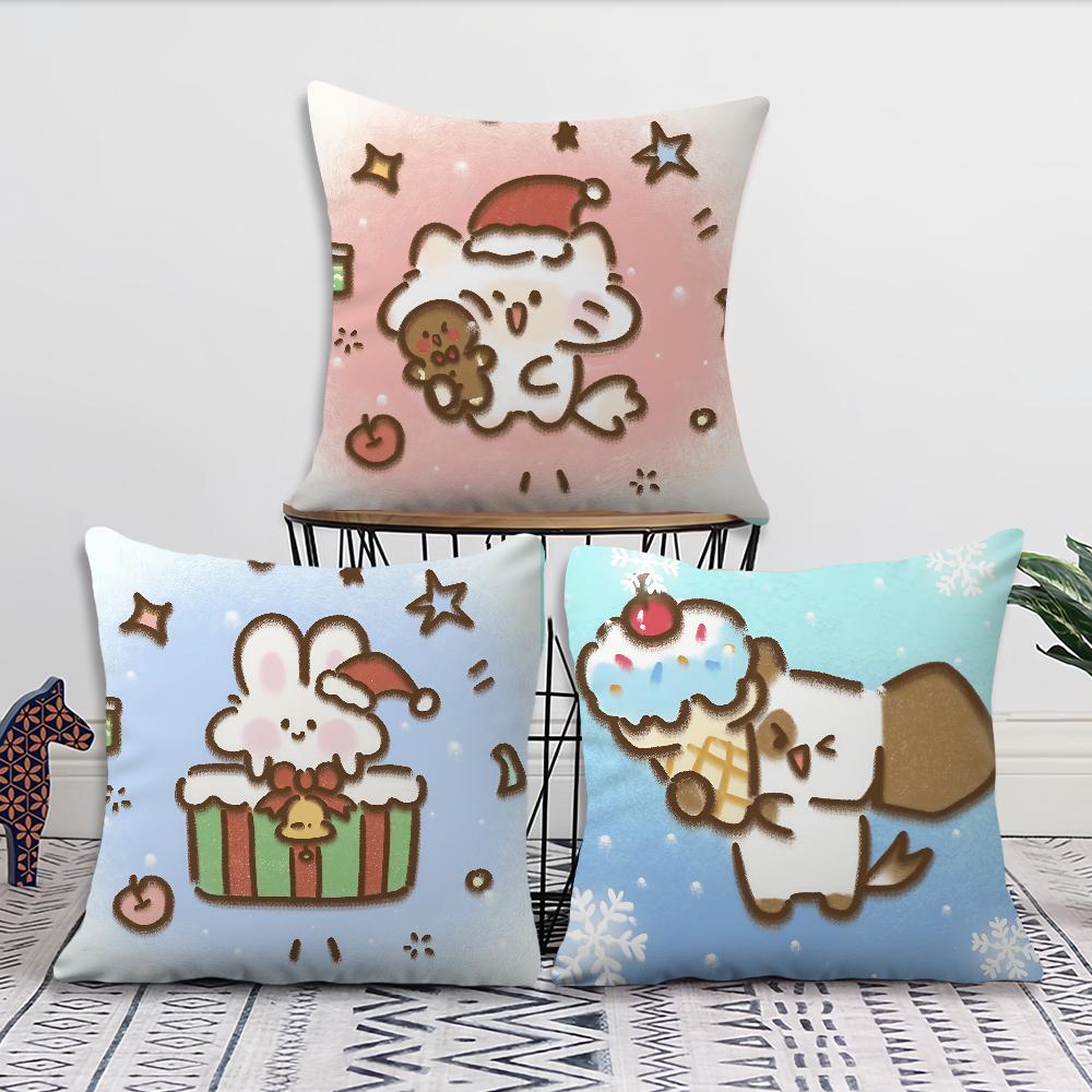 Christmas Cartoon Cat Snowy Day cushion cover Pillow Cover Decoration Room Home Sofa living Office Car Nordic Simplicity