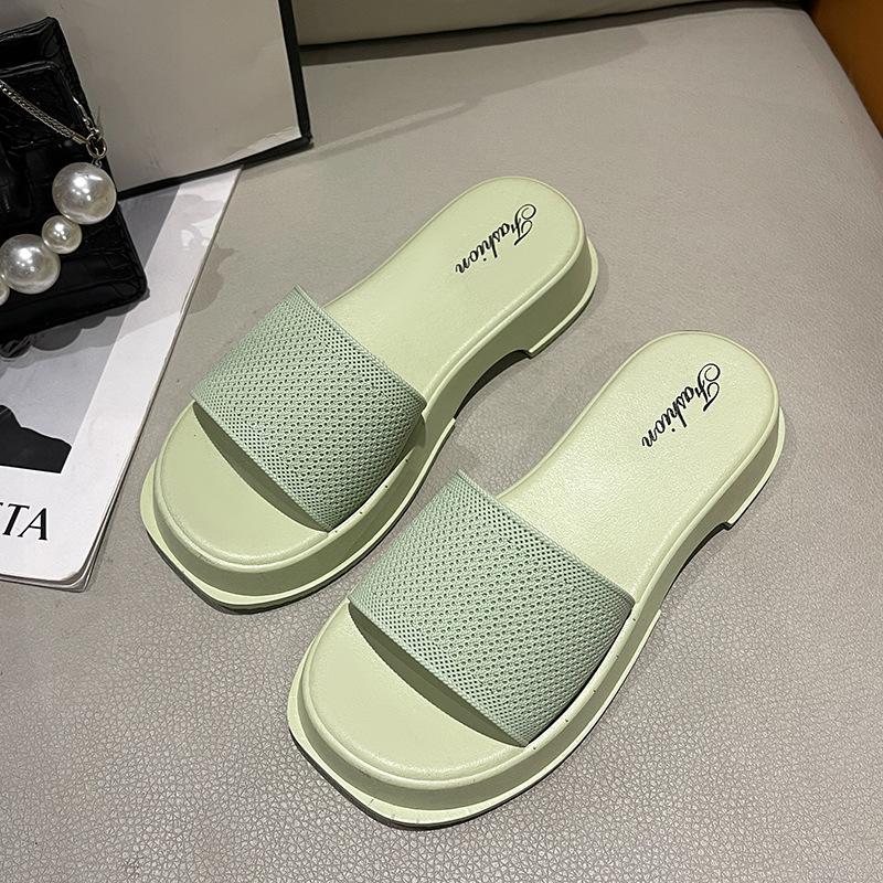 Fashion Roman Soft Bottom Slippers Women's 2024 Summer New Mesh Breathable Casual Versatile Outdoor Thick Base Elevation Shoes