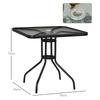 Square Garden Dining Table with Tempered Glass Top & Umbrella Hole, 76 X 76 Cm