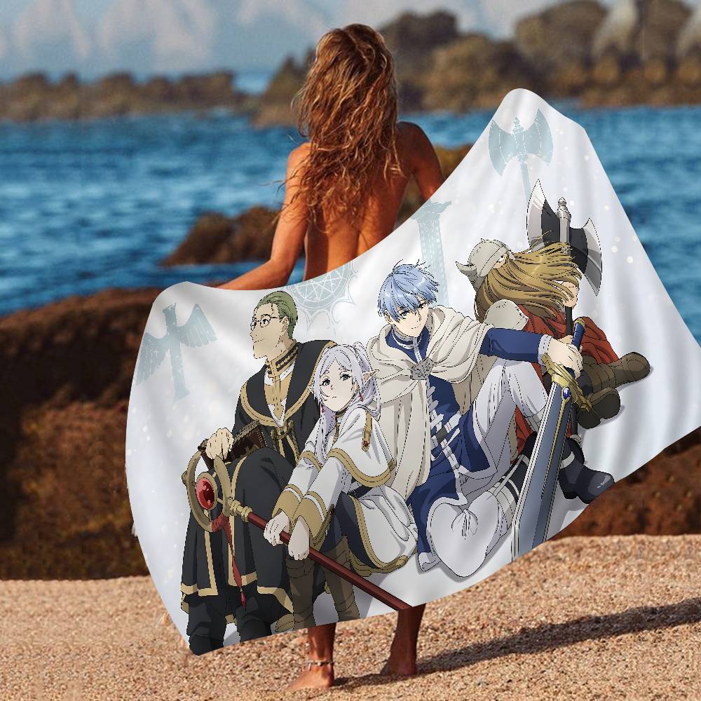 Japanese F-Frieren Anime Big Microfiber Beach Towels Quick Dry Towel Sand Beach Towels Pool Towel for Travel Swim Pool Yoga