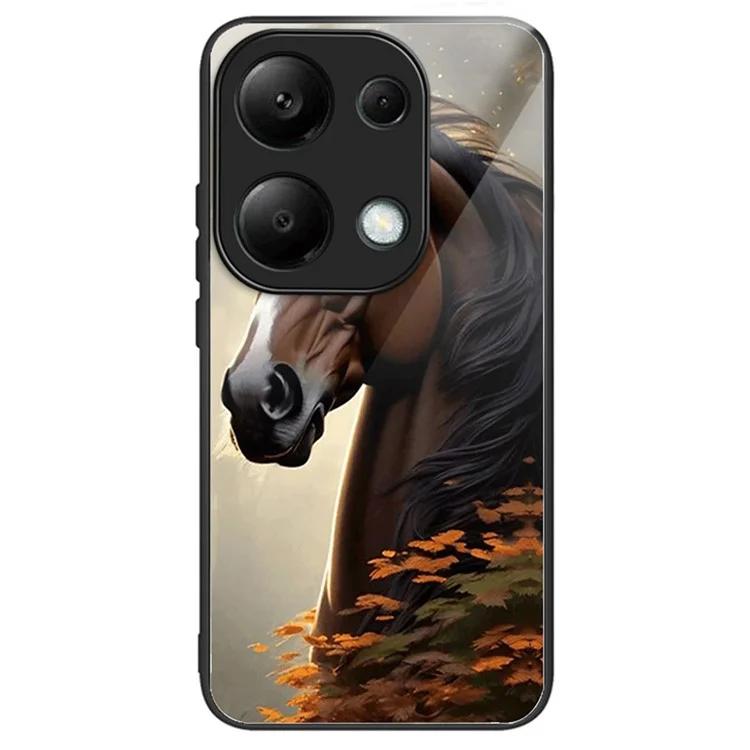 

For Xiaomi Redmi Note 13 Pro 4G / Poco M6 Pro 4G Case Pattern Design Tempered Glass Back Cover