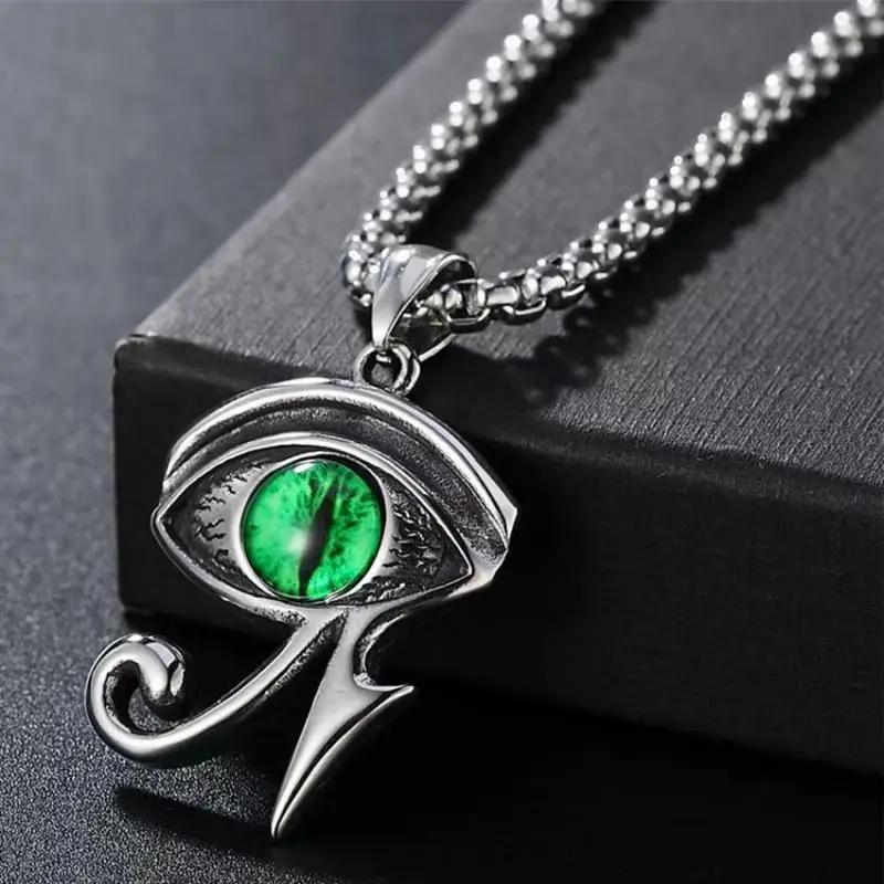 Rotating Eye of Horus Necklace for Men Retro Egyptian Amulet Pendant