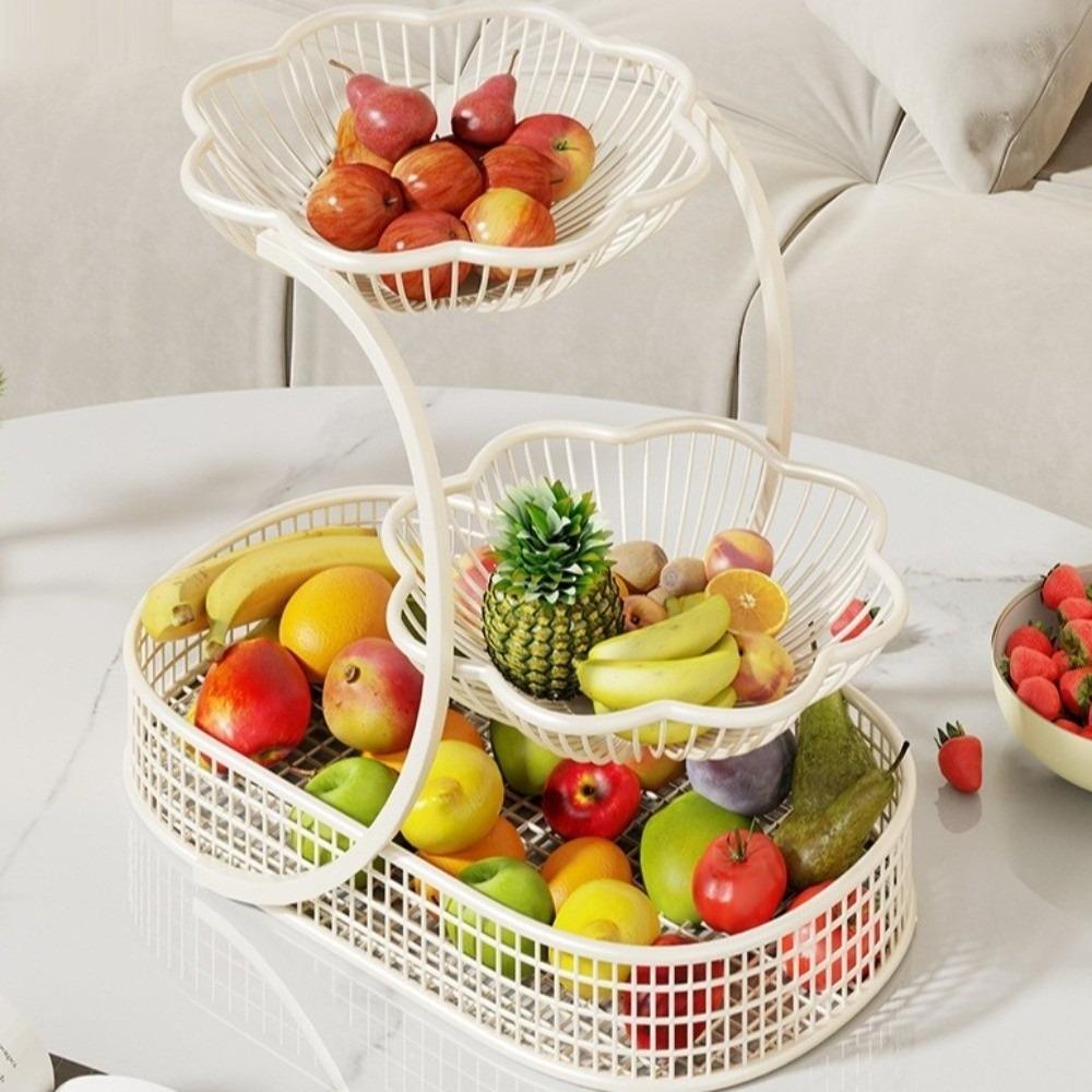 Metal Tiered Fruit Basket Hollow-Out Snack Display Rack Fruit Basket  Home Office Use