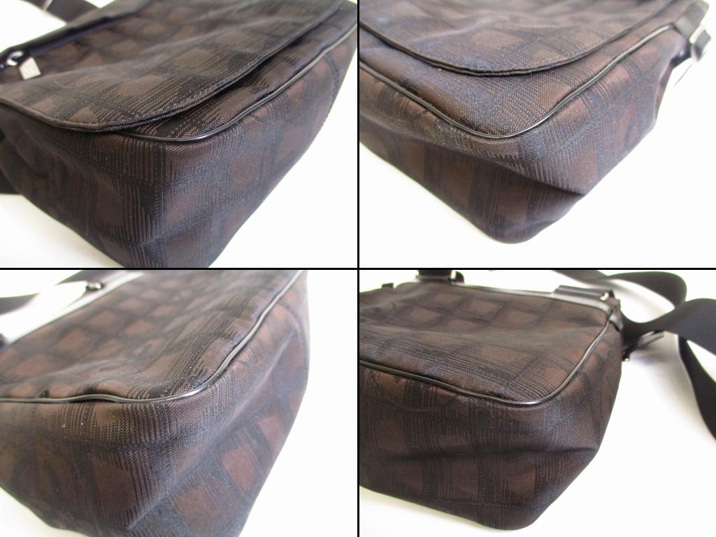 Authentische CHANEL Neue Reise Dunkelbraune Nylon-Canvas Umhängetasche Schultertasche #b101 Geöffnete Schachtel