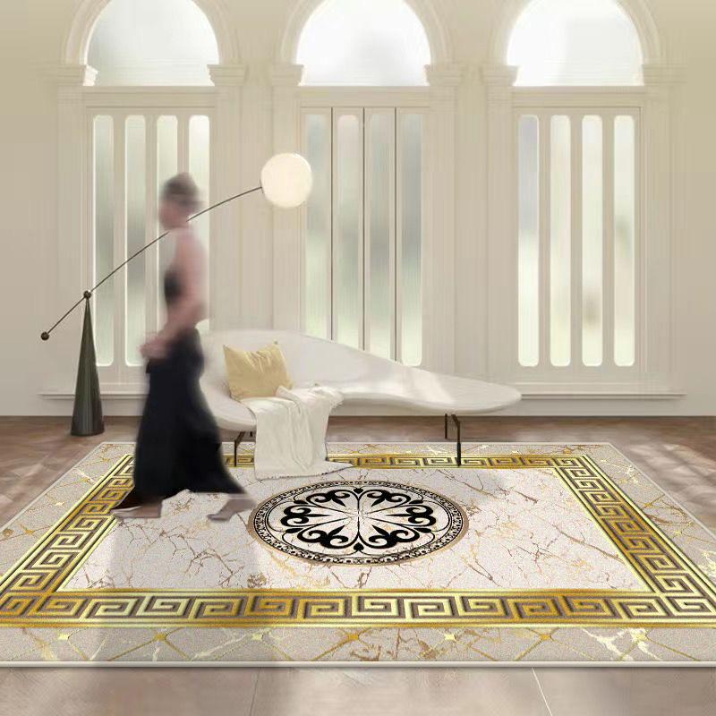 Tapete de Luxo Estilo Chinês para Decoração de Sala de Estar Área do Sofá de Casa Tapete Antiderrapante Fácil de Limpar Quarto Lateral da Cama Tapete de Chão Peludo