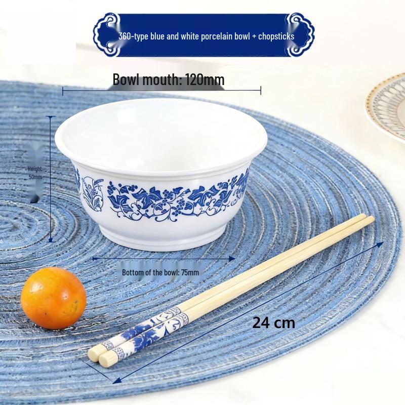 

OIMG Qinghua Ci Disposable Plastic Bowl & Chopsticks Set