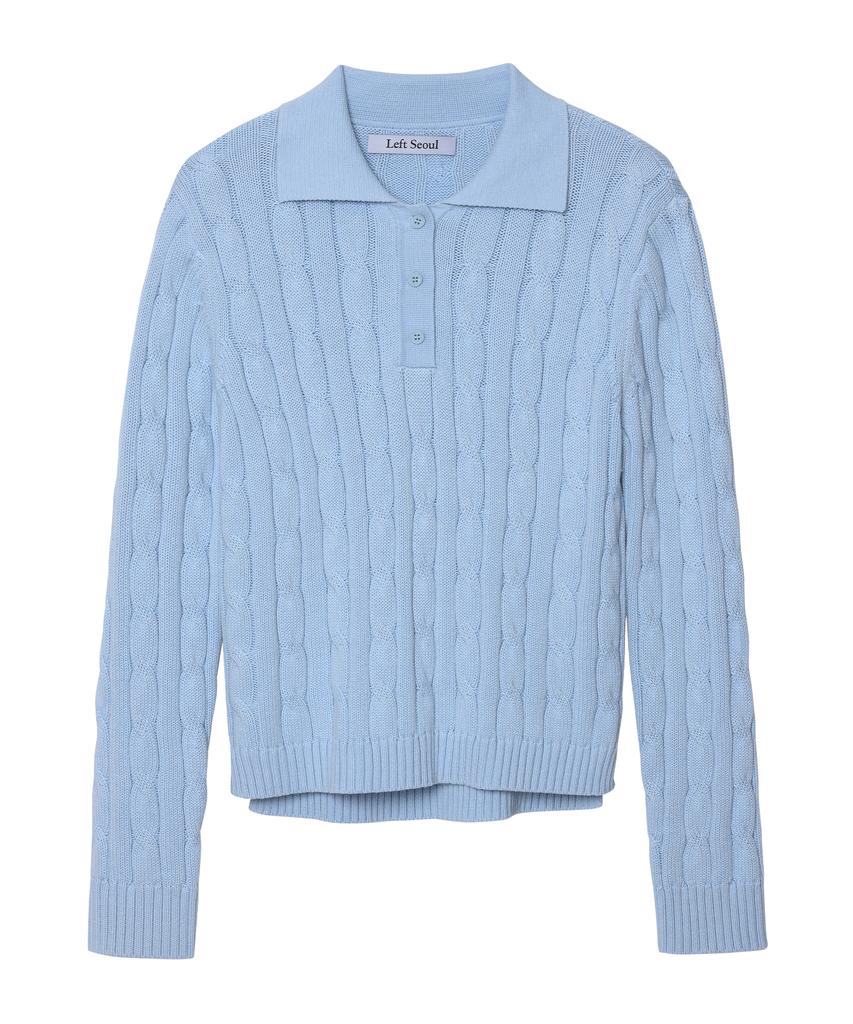 LEFTSEOUL Screw Collar Knit [Sky]