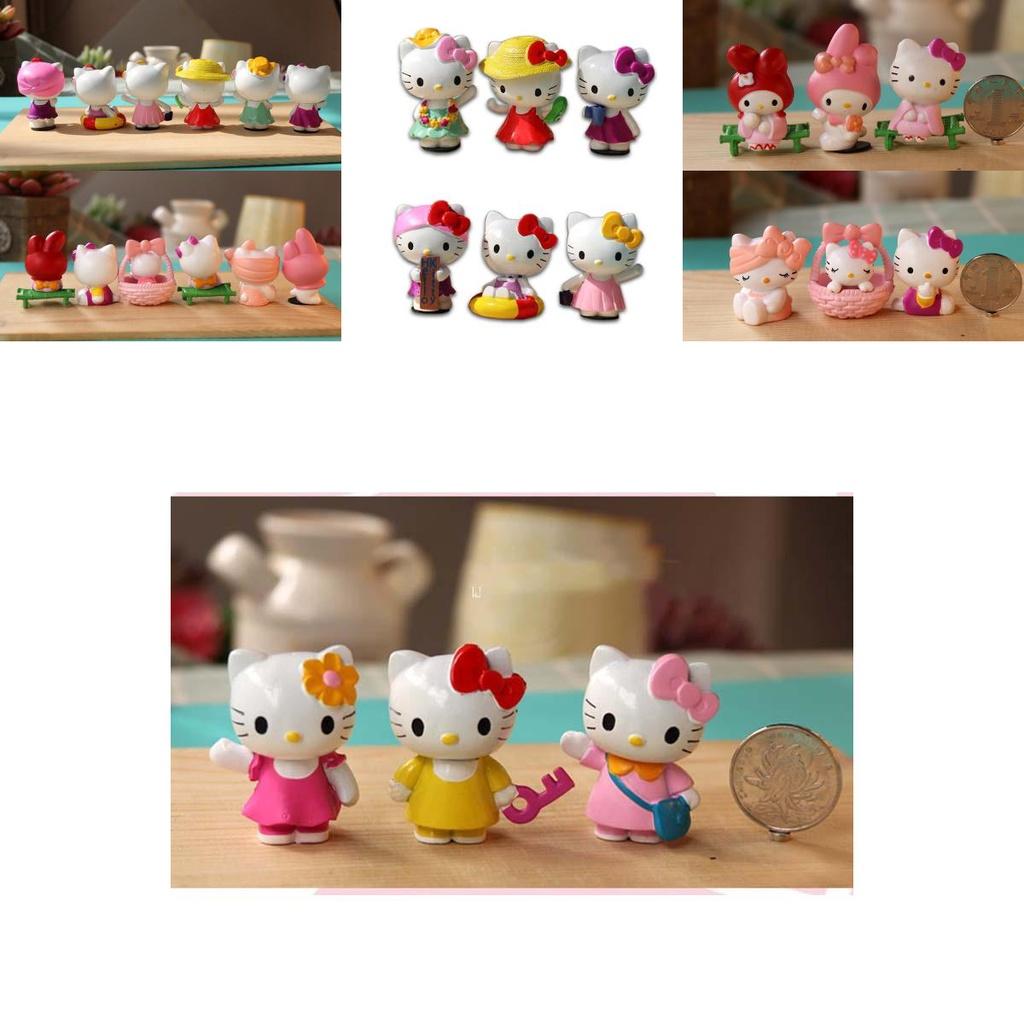 Adorable 6pcs Hello Kitty Kuromi Sanrio Cute Dolls Accessories For Collectors