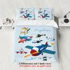 3-teiliger Cartoon-Flugzeugmusterdruck (1 Bettbezug+2 Kissenbezüge, ohne Füllung) weiches und bequemes Bettwäsche-Set