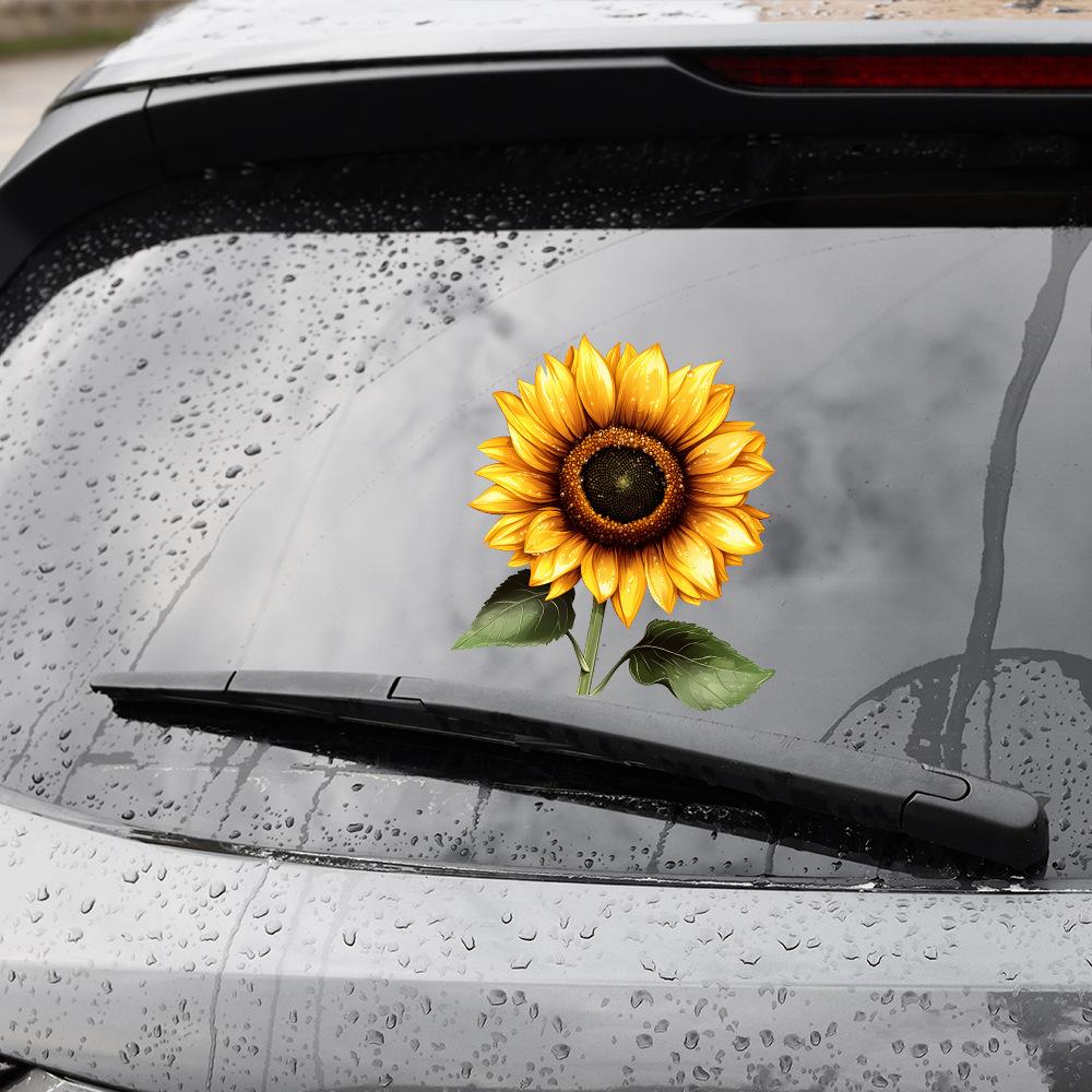 Painted Sunflower Glass Car Background Beautification Decoration Stickers