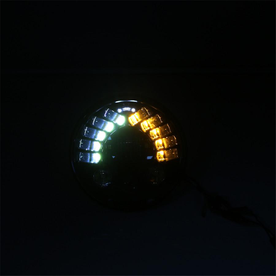 7 Inch LED Black Round Motorcycle Headlight with Hi/Lo Beam Projector Motor 7" Round Headlamp
