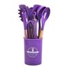 12-Piece Silicone Kitchenware Set: Non-Stick Cooking Tools with Wooden Handles In Barrel Packaging