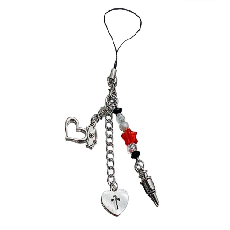 Shell Fish Tail/Bass/Heart Needle Keychain Colorful Beaded Phone Charm Bag Pendant Decoration for Women and Girls