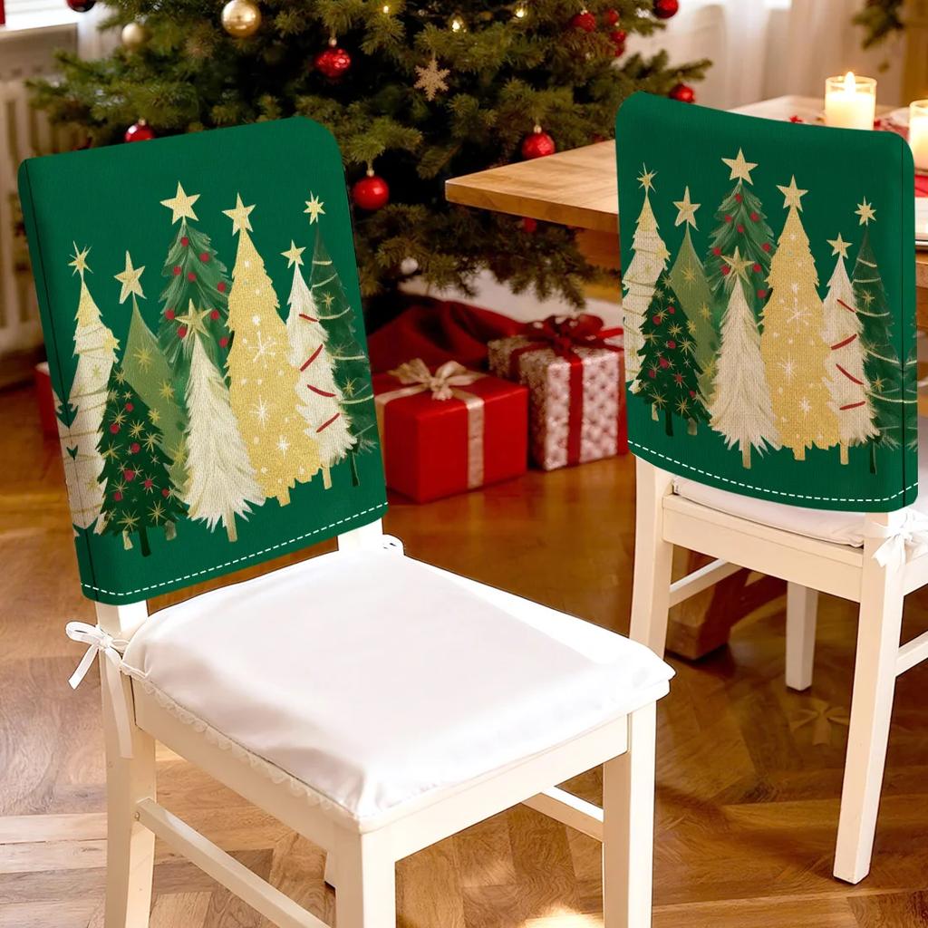 2/4/6pcs/set 45x55cm Green Christmas Tree Chair Cover Table Decoration Dining Seat Chair Covers Dining Room Bar Party Banquate