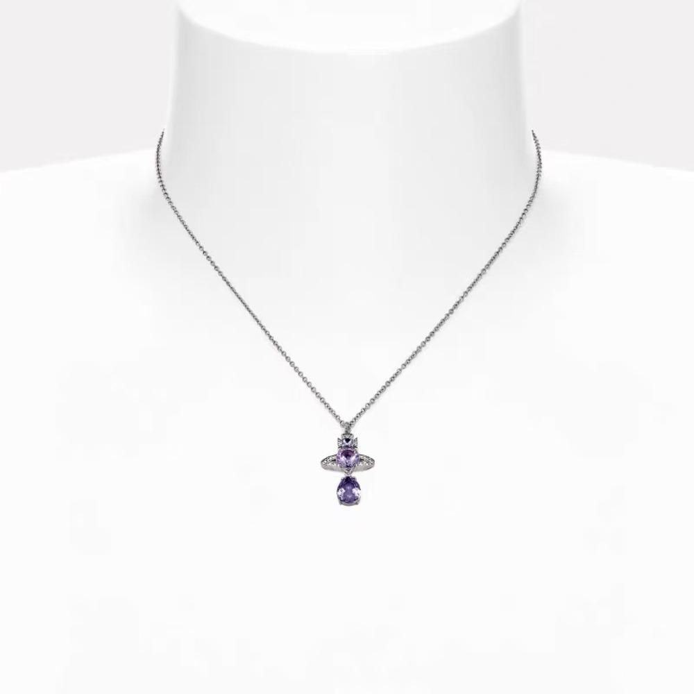 Water Drop Mermaid Tear Planet Necklace Women Saturn Pendant Collarbone Chain Fashion Jewelry Gift