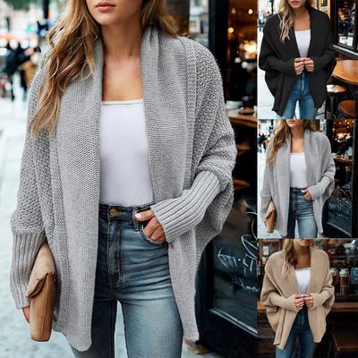 New Autumn And Winter Women's Knitted Sweater Solid Color Cardigan Long Sleeve Coat