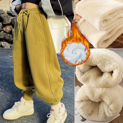 Winter Kids Warm Pants Boys Girls Thicken Trousers Children Lamb Wool Snow Clothes Teenager Casual Sweatpants